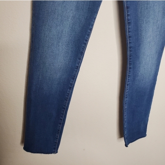 Good American Good Waist Crop Blue High Rise Distressed Skinny Jeans - Picture 9 of 11